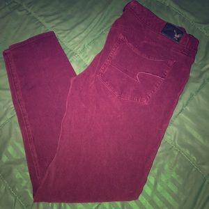 Dark maroon American Eagle Skinny Jeans